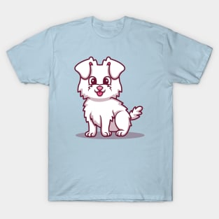 Cute Dog Sitting Cartoon Illustration T-Shirt